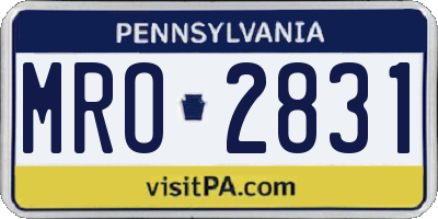 PA license plate MRO2831