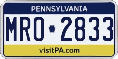 PA license plate MRO2833