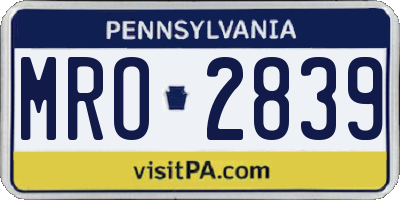 PA license plate MRO2839