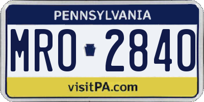 PA license plate MRO2840