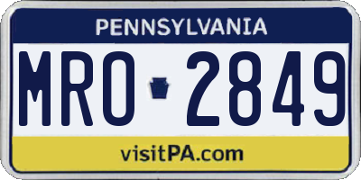 PA license plate MRO2849