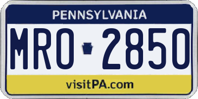 PA license plate MRO2850