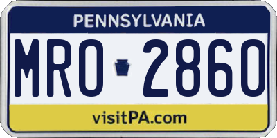 PA license plate MRO2860