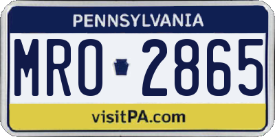 PA license plate MRO2865