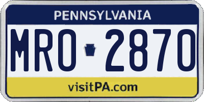 PA license plate MRO2870