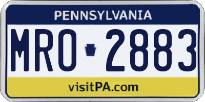 PA license plate MRO2883