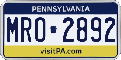 PA license plate MRO2892