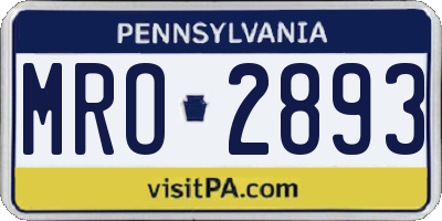 PA license plate MRO2893