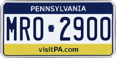 PA license plate MRO2900