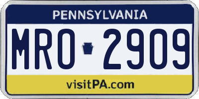 PA license plate MRO2909