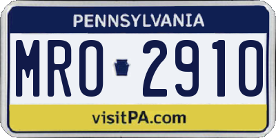 PA license plate MRO2910