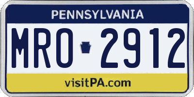 PA license plate MRO2912