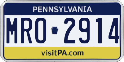 PA license plate MRO2914