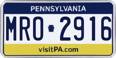 PA license plate MRO2916