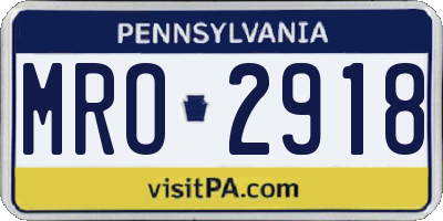 PA license plate MRO2918