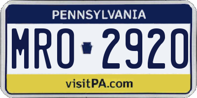 PA license plate MRO2920