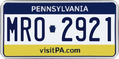 PA license plate MRO2921
