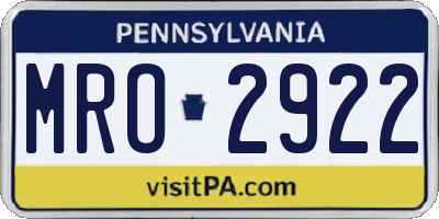 PA license plate MRO2922