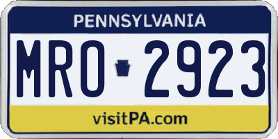 PA license plate MRO2923