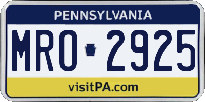 PA license plate MRO2925
