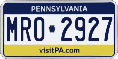 PA license plate MRO2927