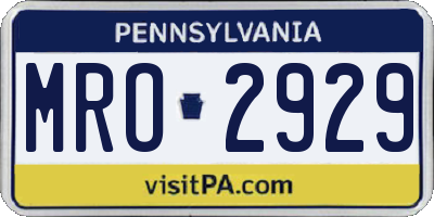 PA license plate MRO2929
