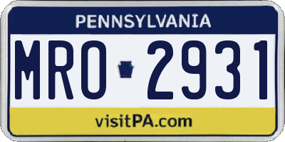 PA license plate MRO2931