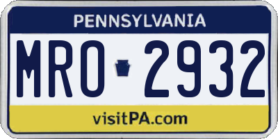 PA license plate MRO2932