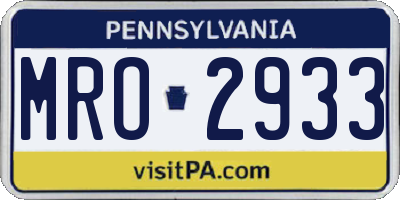 PA license plate MRO2933