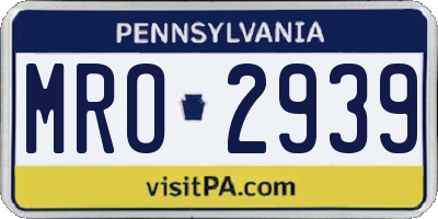 PA license plate MRO2939