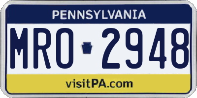 PA license plate MRO2948