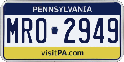 PA license plate MRO2949