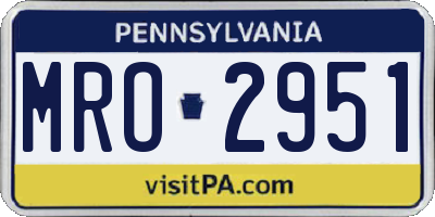 PA license plate MRO2951