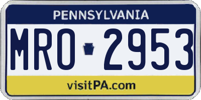 PA license plate MRO2953