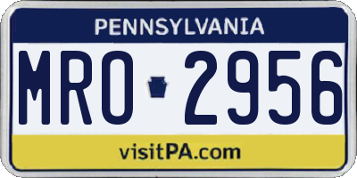 PA license plate MRO2956