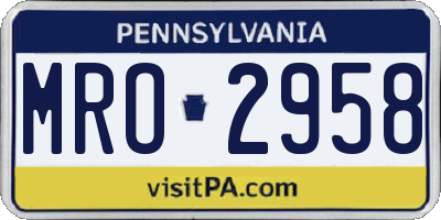 PA license plate MRO2958