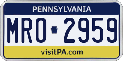 PA license plate MRO2959