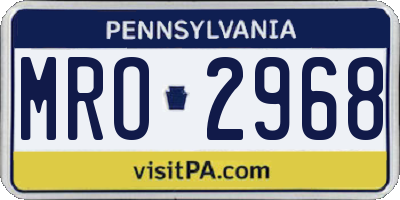 PA license plate MRO2968