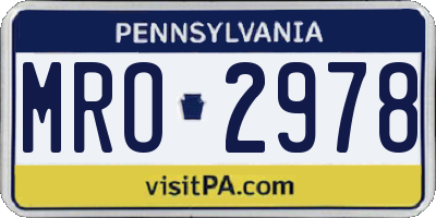 PA license plate MRO2978