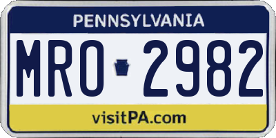 PA license plate MRO2982