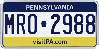 PA license plate MRO2988
