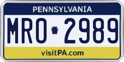 PA license plate MRO2989