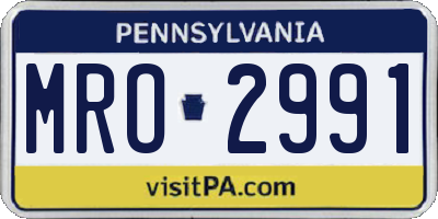 PA license plate MRO2991
