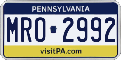 PA license plate MRO2992