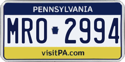 PA license plate MRO2994