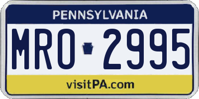 PA license plate MRO2995