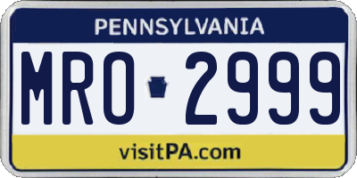 PA license plate MRO2999