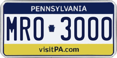 PA license plate MRO3000