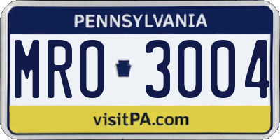 PA license plate MRO3004