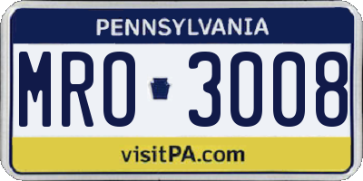 PA license plate MRO3008